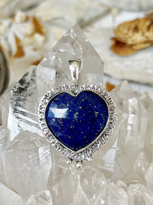 ‘Guardian of the Stars’ Faceted Lapis Heart Talisman Pendent 925