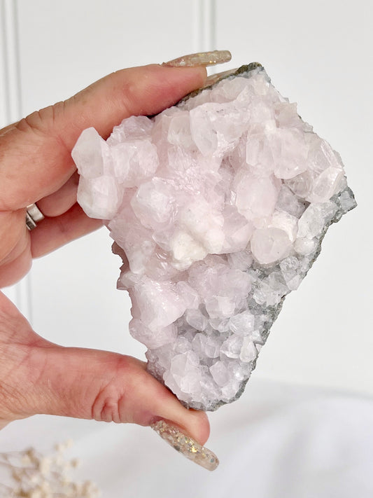 ‘Celestial Rose’ UV Reactive Pink Calcite Bearing Manganese Cluster BC8