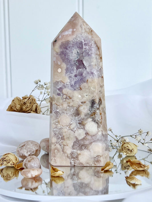 Flower Agate & Amethyst Tower FA6