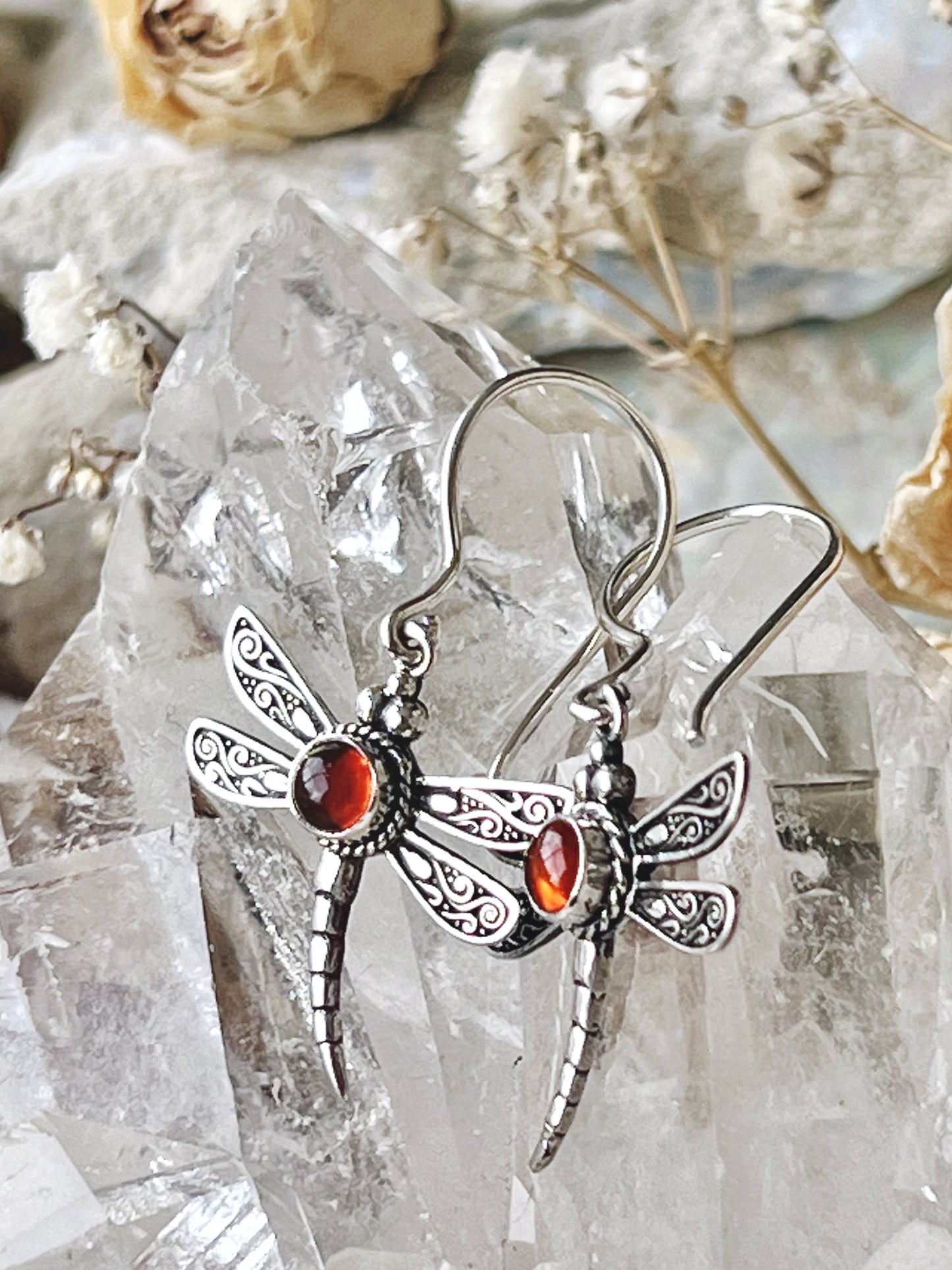 Baltic Amber Dragonfly Earrings AD1