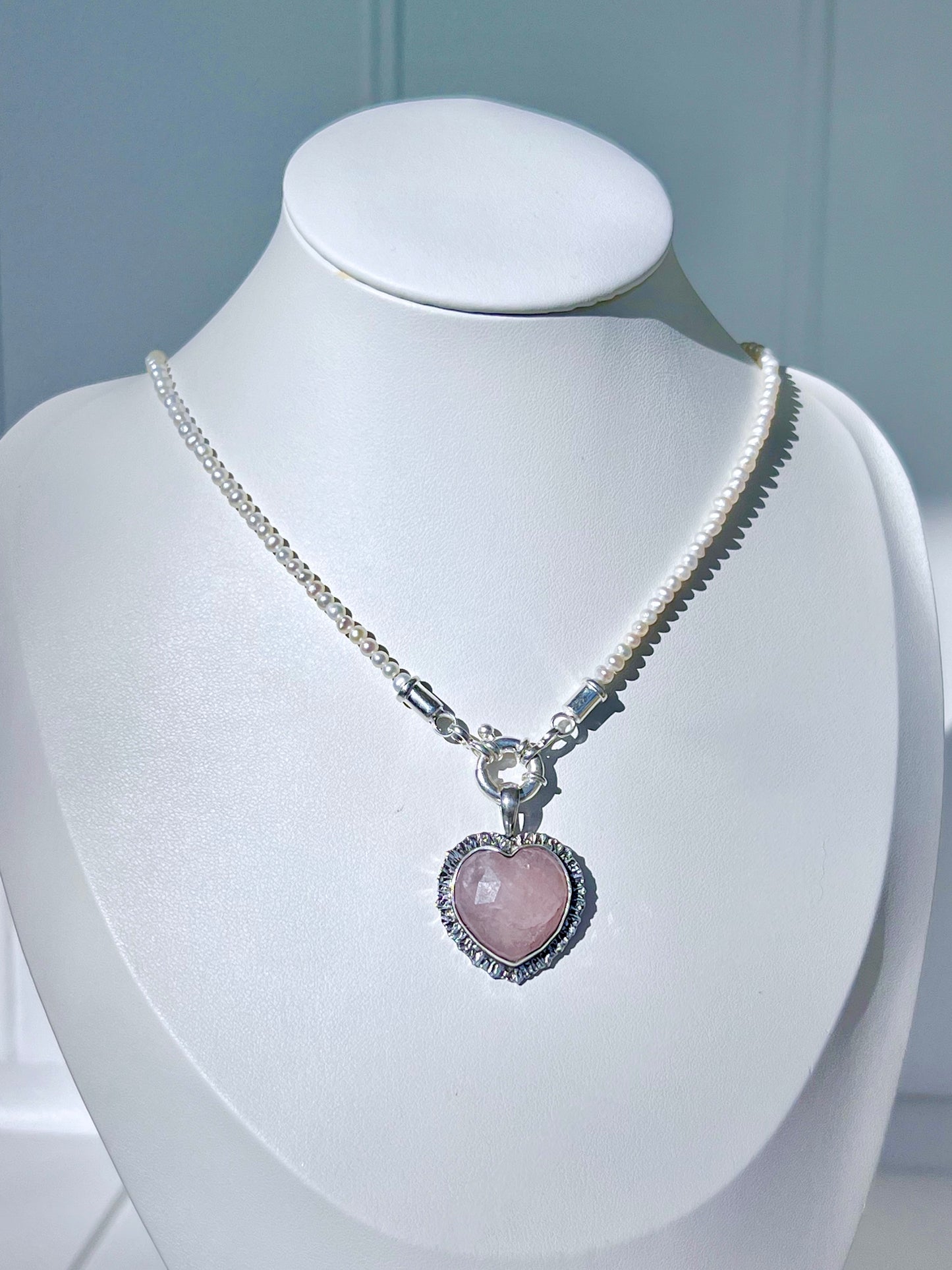 ‘Belle’ Faceted Pink Morganite Heart Sterling Silver Pendent
