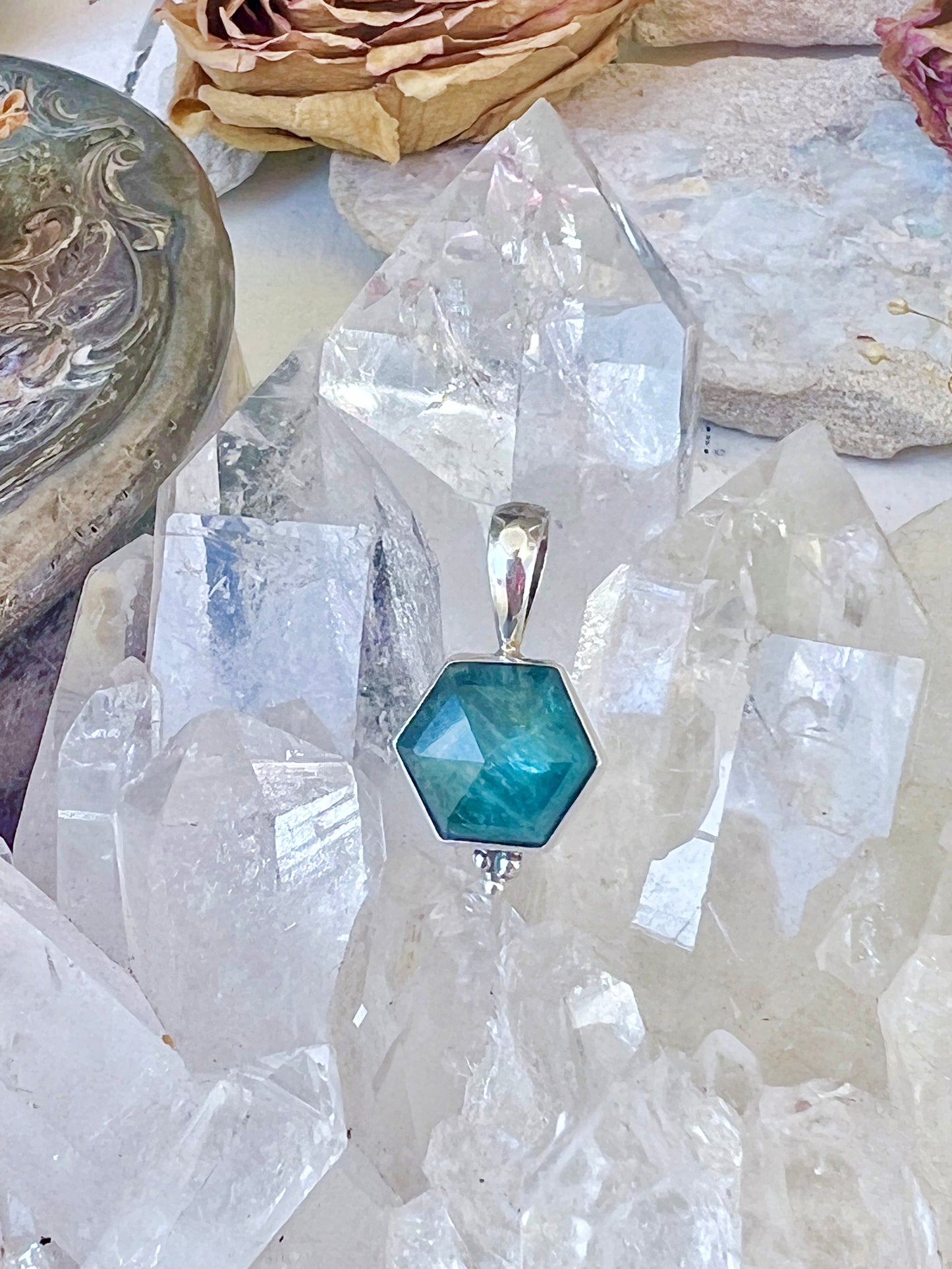 ‘Harmonia’ Hexagon Ocean Kyanite Pendent OK1