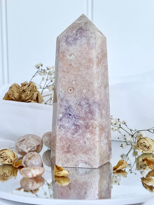 Flower Agate & Amethyst Tower FA10