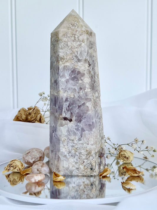 Flower Agate & Amethyst Tower FA3