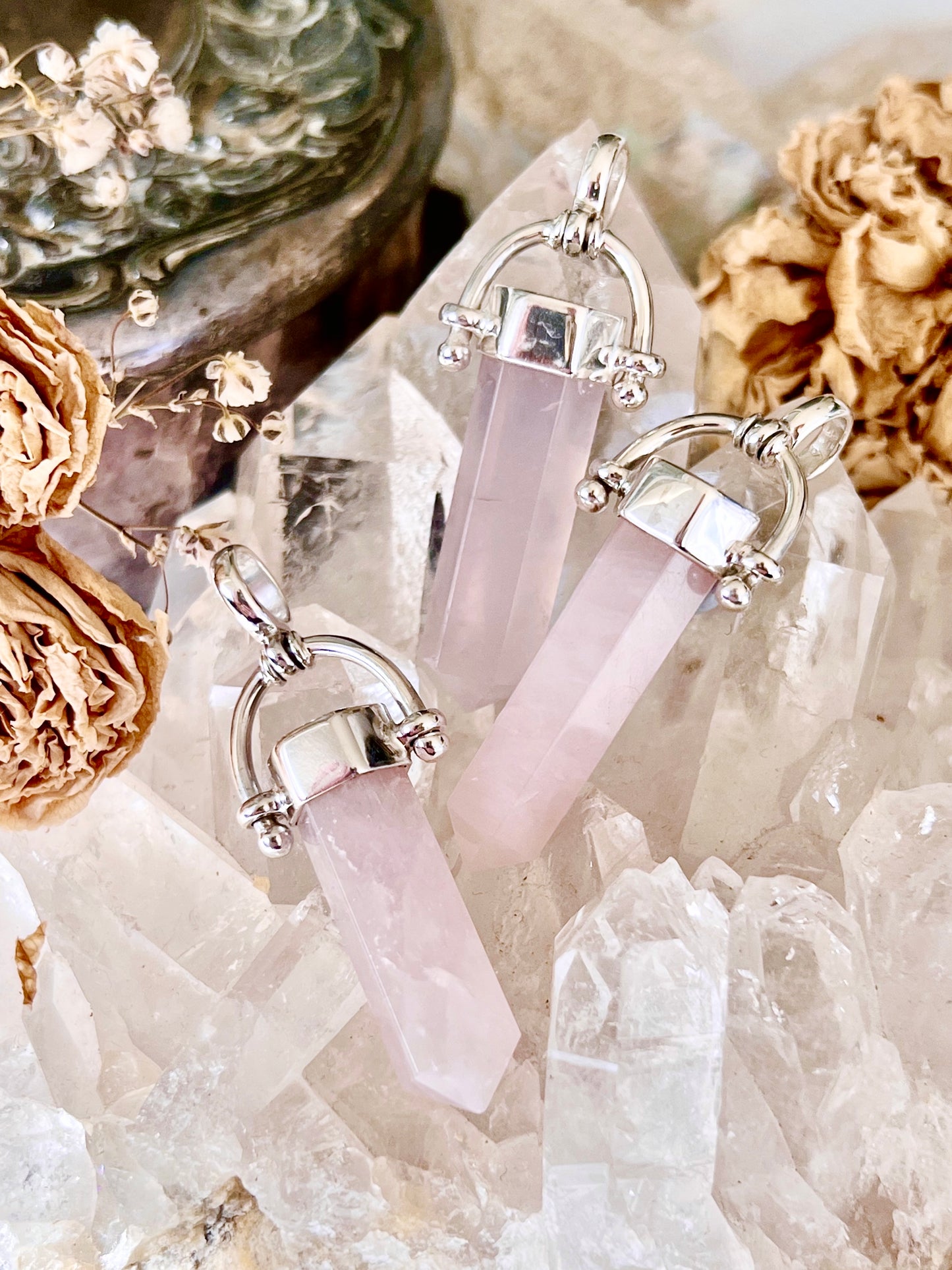 ‘Aphrodite’s Kiss’ Rose Quartz Pendent 925