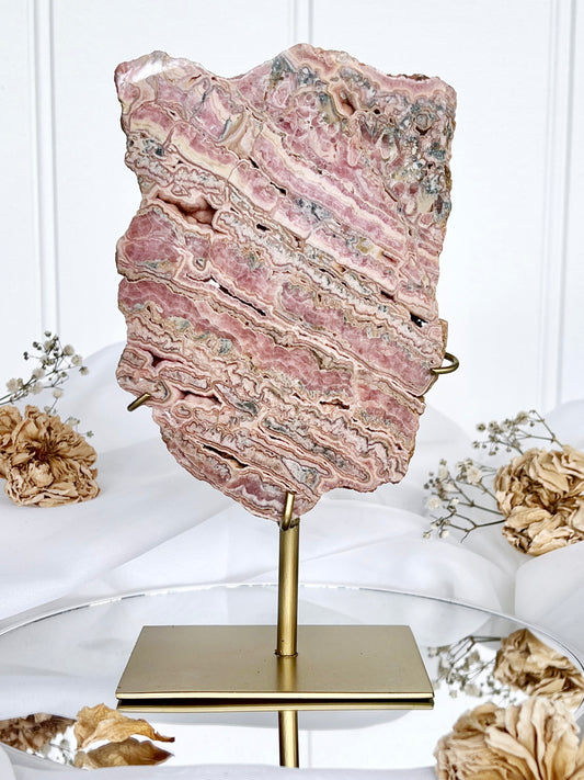 Rhodochrosite Slab On Stand 4002