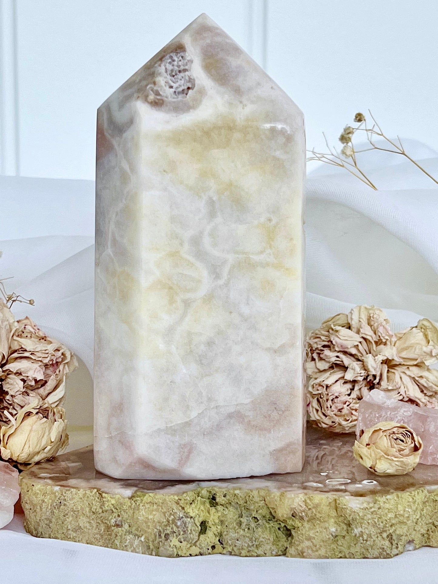 Brazilian Orbical Flower Pink Amethyst Druzy Tabular Point 3012