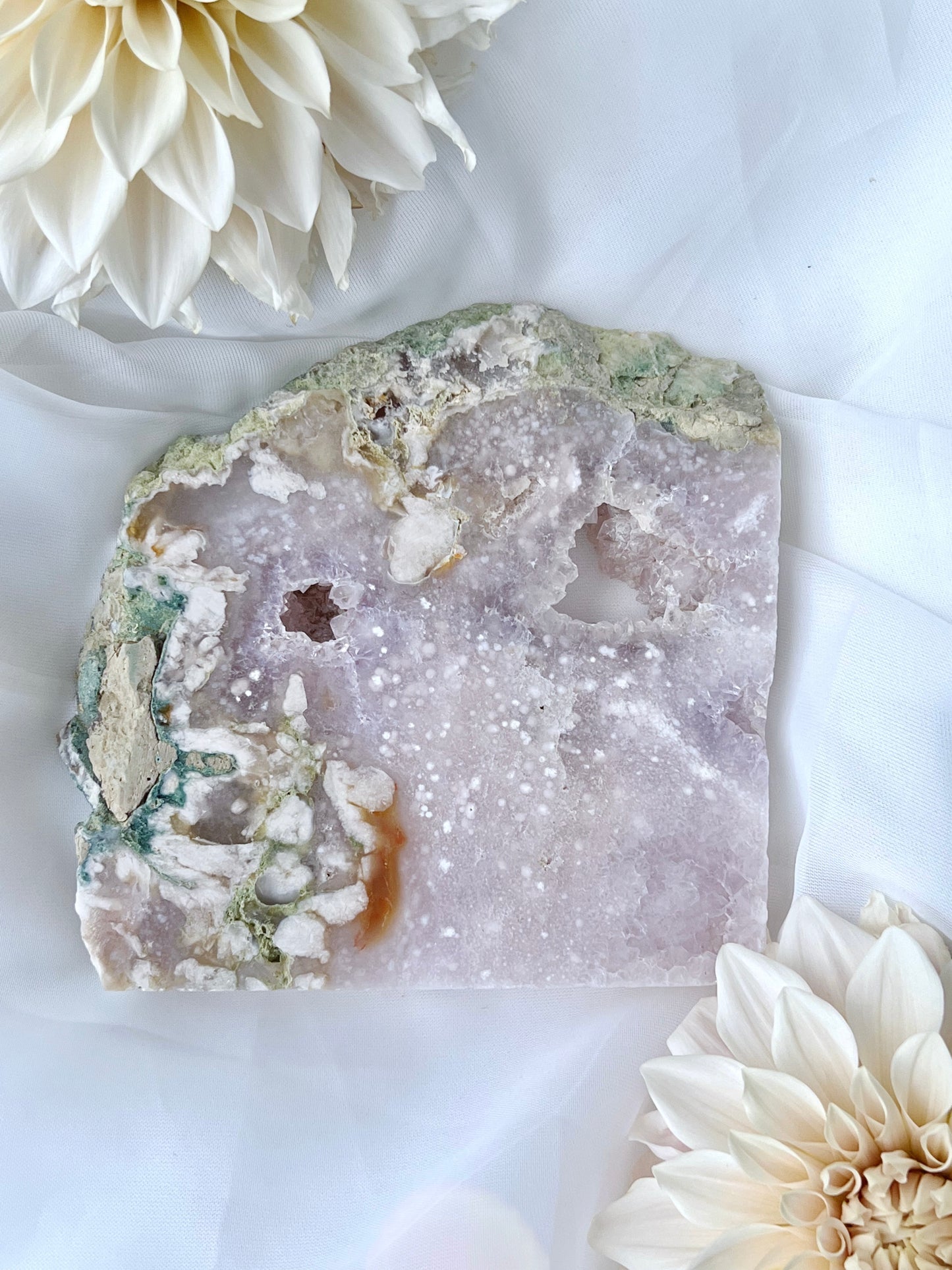 Carnelian Flower Agate & Amethyst Druzy Slab 2305