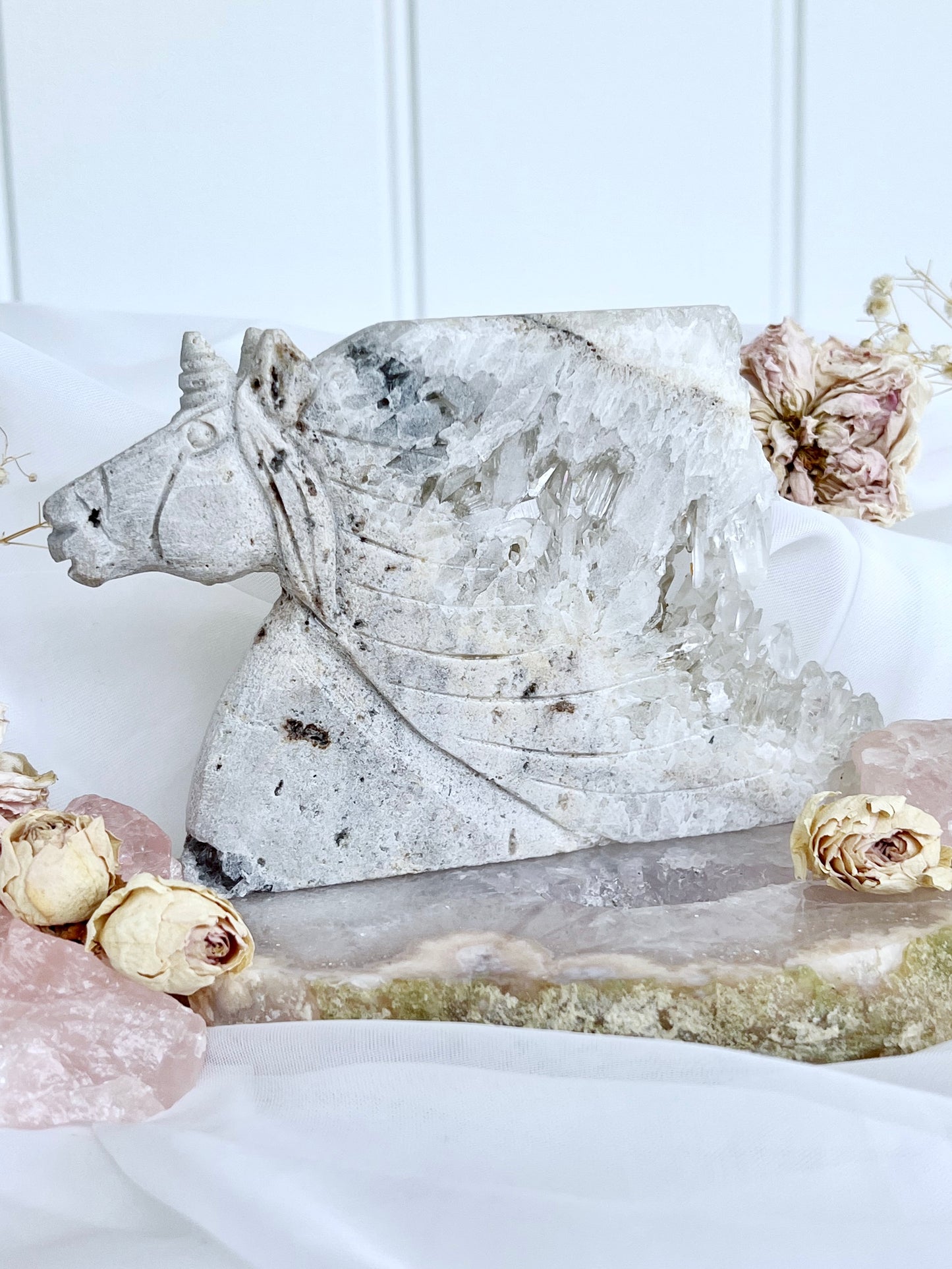 Clear Quartz Cluster Unicorn Carving 1113