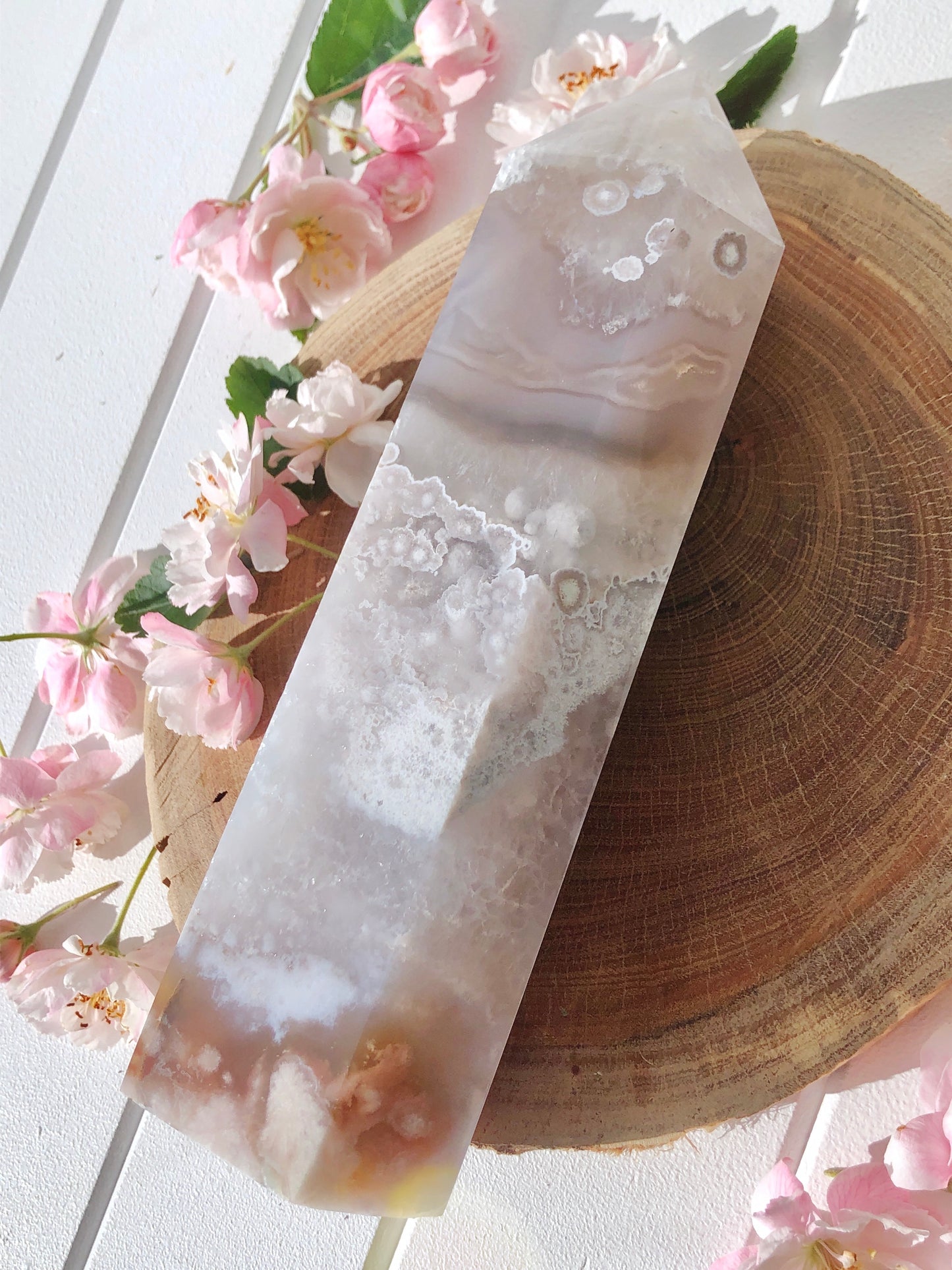 Large Flower Agate with Druzy Generator Tower