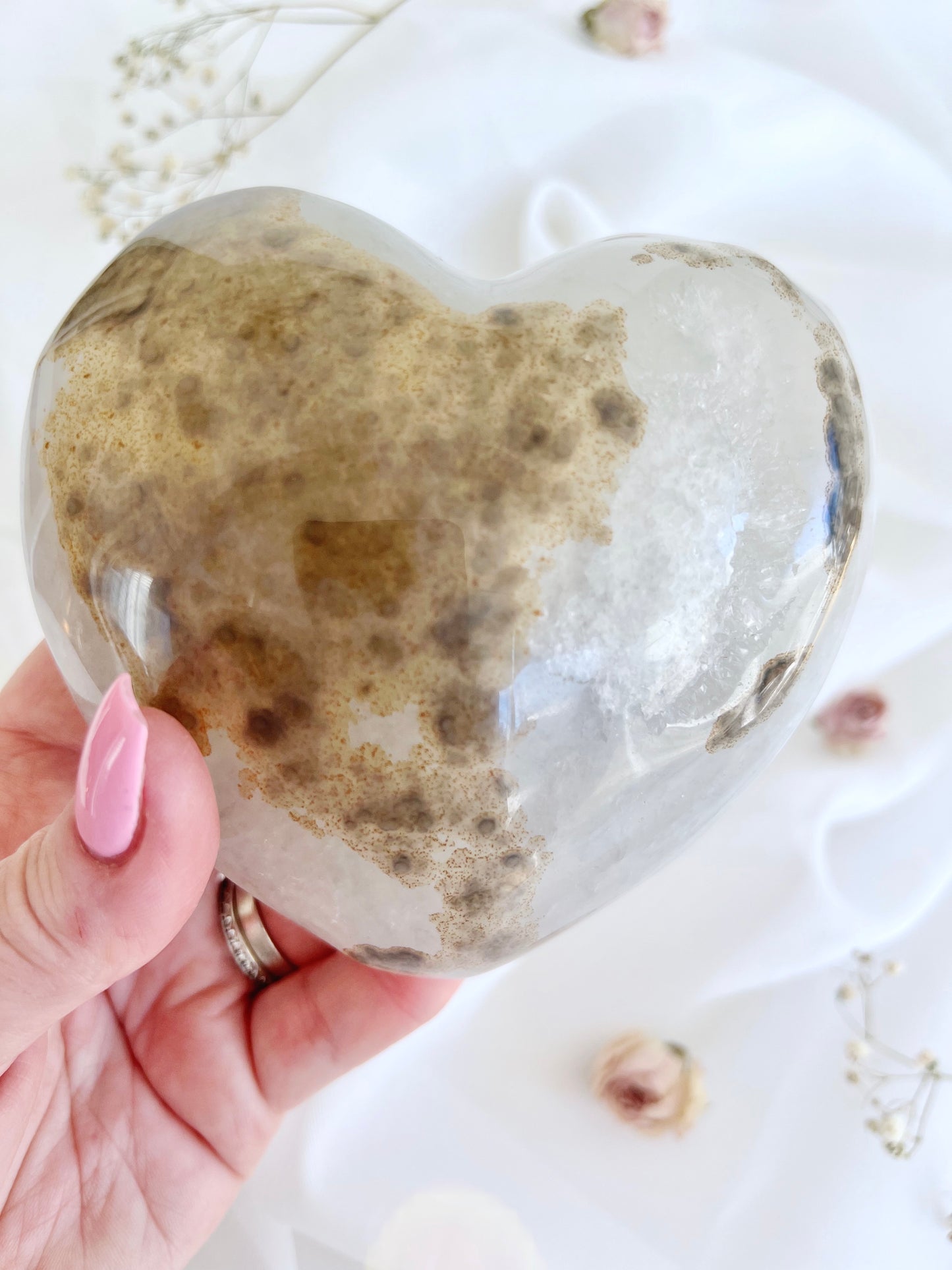 Blue Grey Agate Geode Puffy Heart 4171