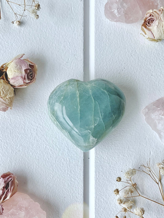 Polished Aquamarine Beryl Heart 4396