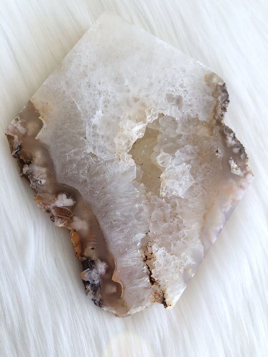 Flower Agate Standing Freeform Slab with Druzy