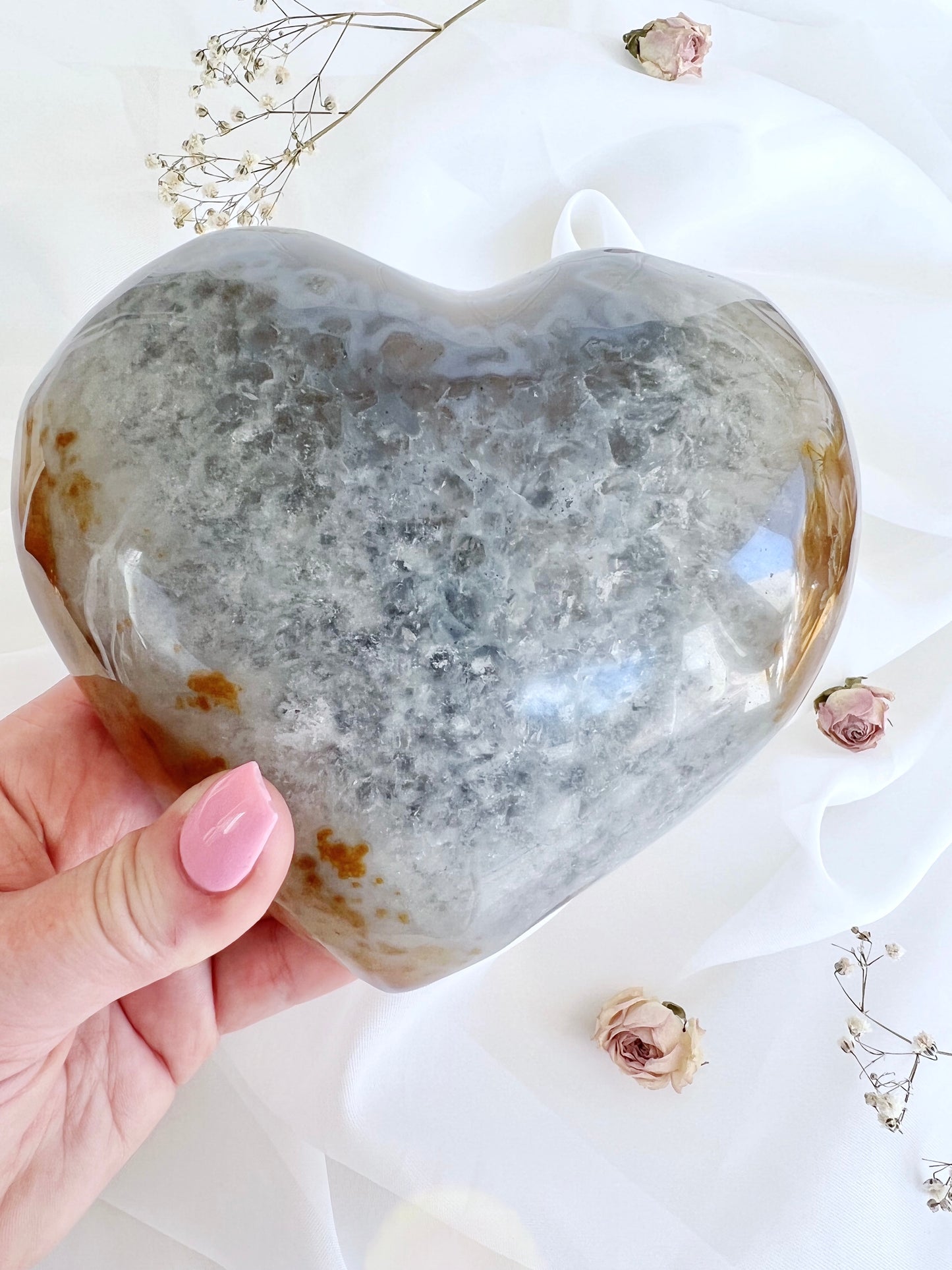 1.3kg Blue Grey Agate Geode Puffy Heart 4168
