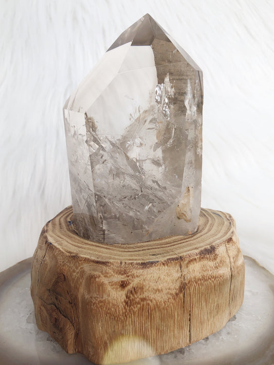 Smoky Quartz Window Manifestation Generator Point with Rainbows