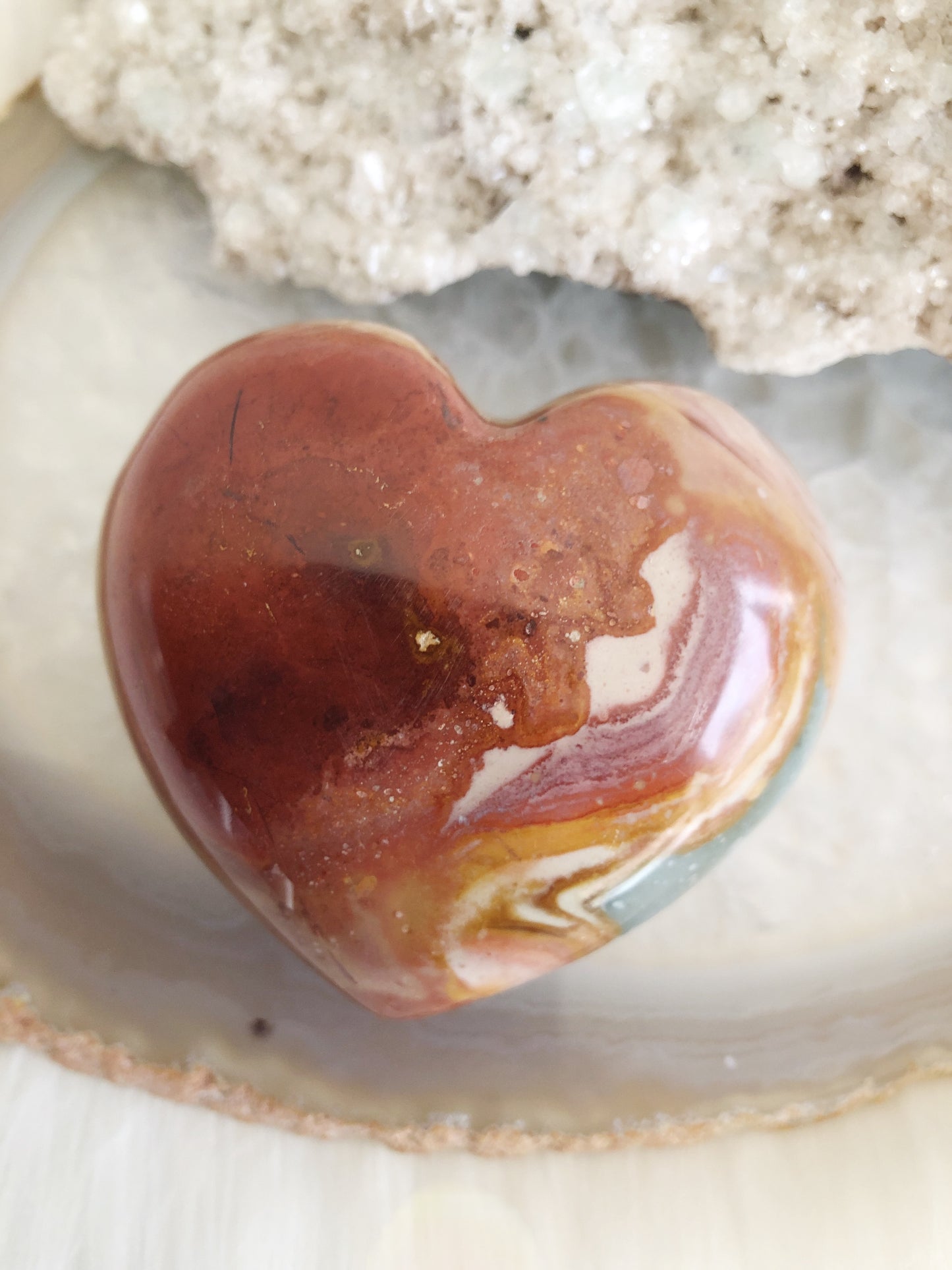 Pastel Pink & Blue Floral Polychrome Jasper Heart