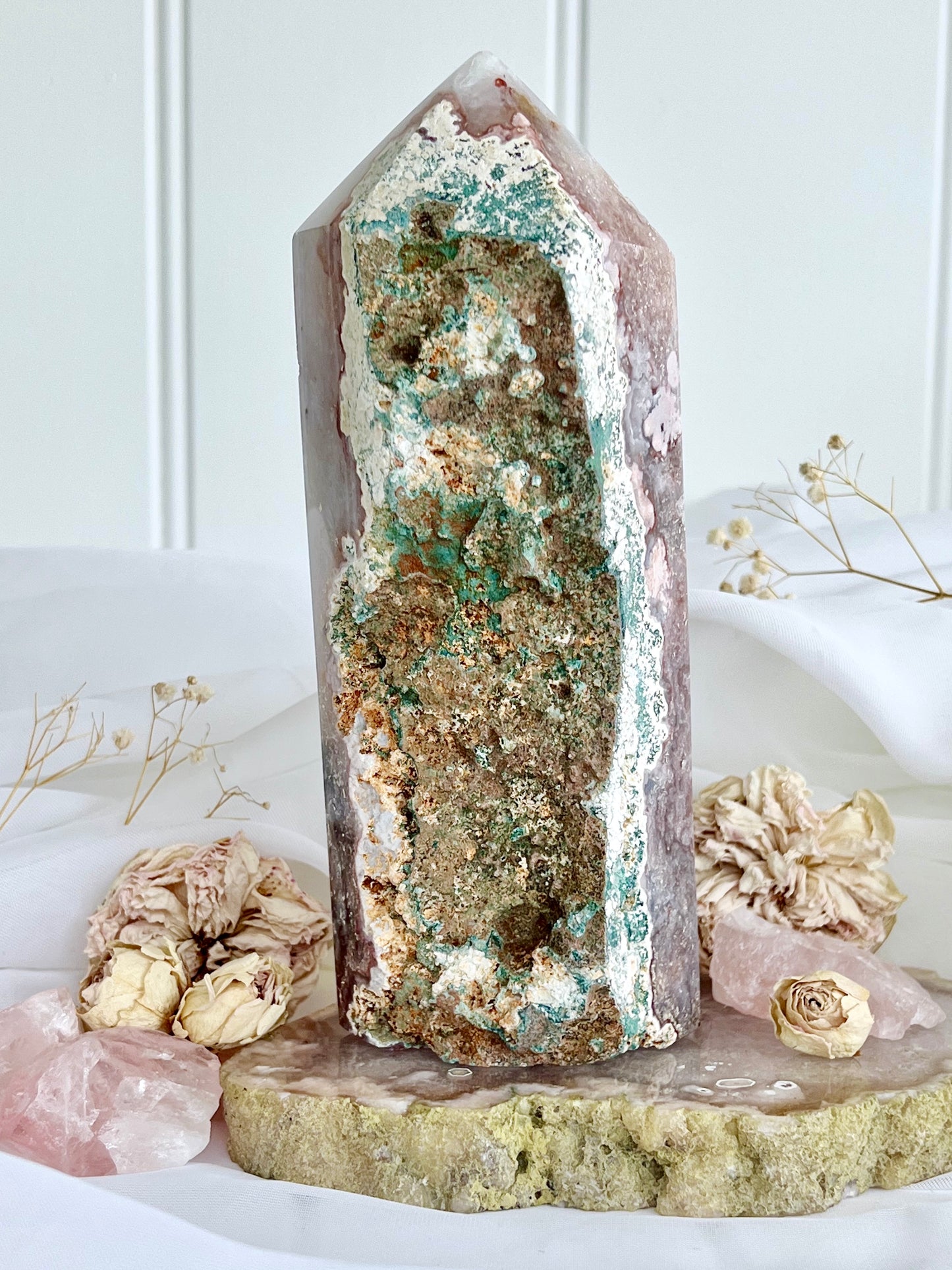 Pink & Purple Amethyst Druzy with Agate 4117