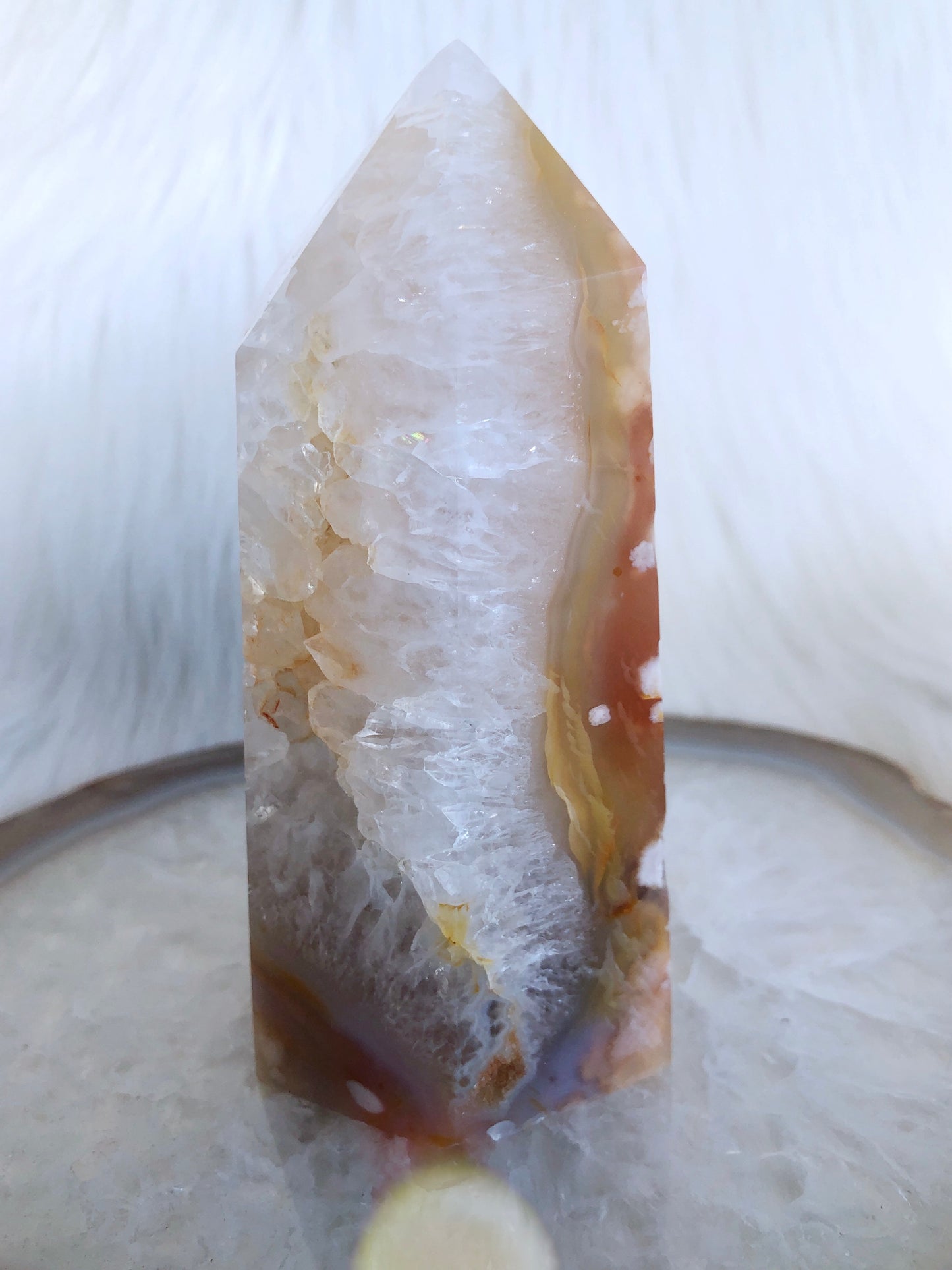 Quartz Geode Flower Agate Druzy Tower