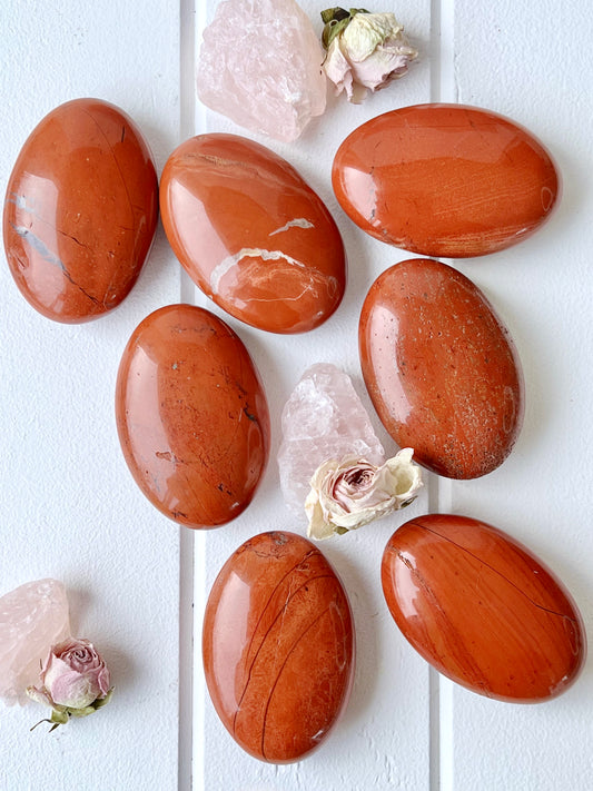 ‘Ember of the Divine’ Red Jasper Palm Stones