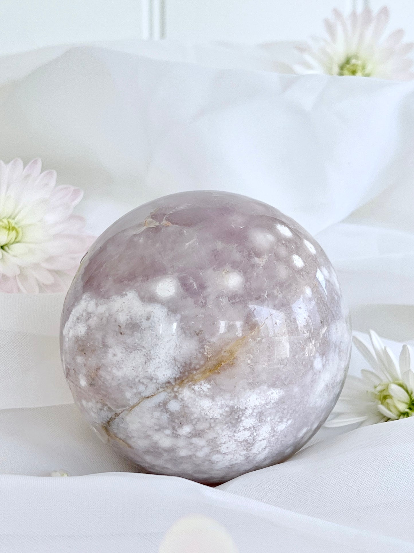 Amethyst Flower Agate with Druzy Sphere 3120