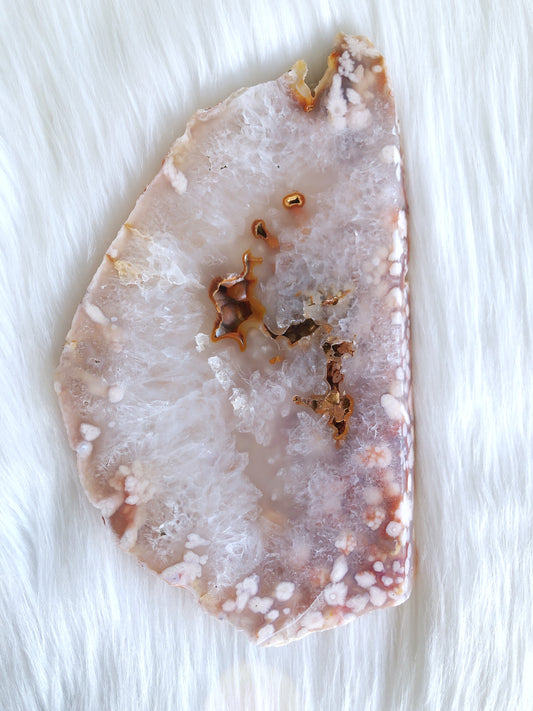 Flower Agate Flat Slab with Pale Lilac Amethyst & Quartz