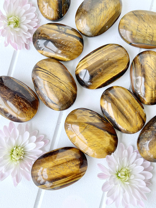 Flashy Tiger Eye Palm Stones