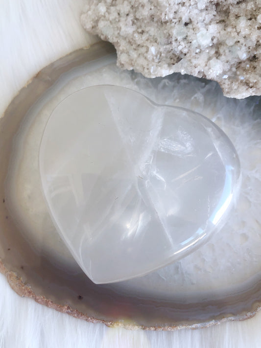 Large Shimmering Girasol Heart with Rainbows