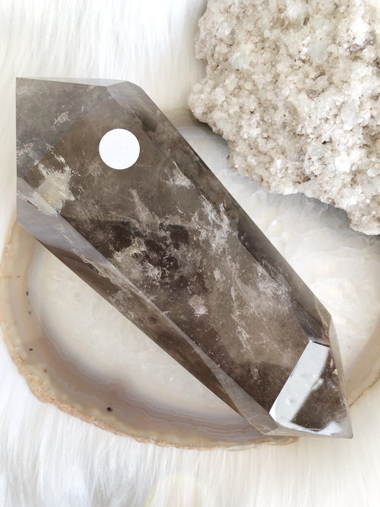 Enhydro Smoky Quartz Double Terminated DT Point