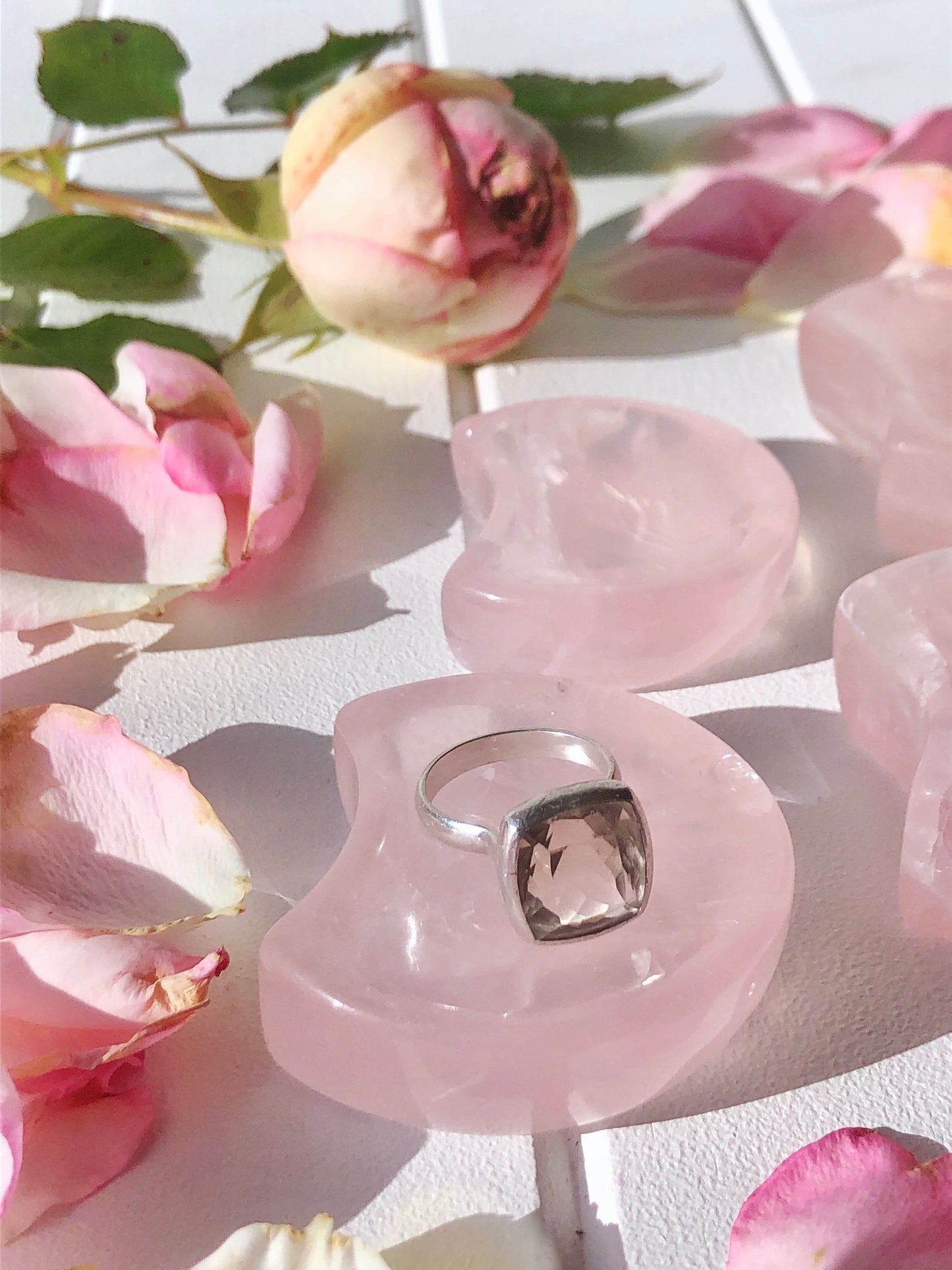 Mini Rose Quartz Moon Bowls