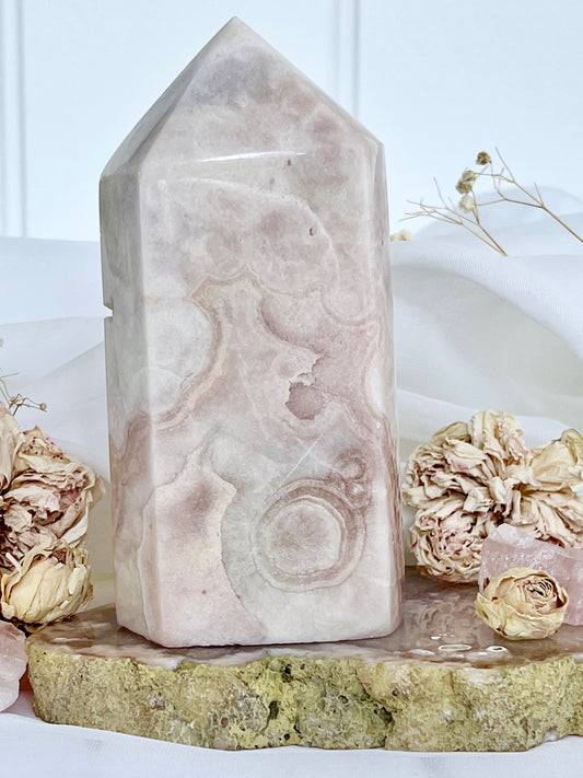 Brazilian Orbical Flower Pink Amethyst Druzy Tabular Point 3012