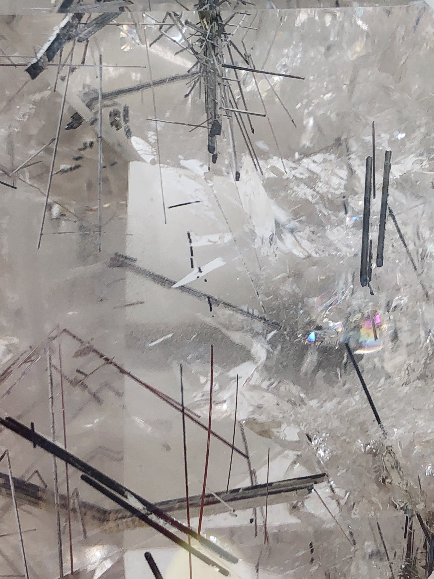 Black Tourmaline in Quartz freeform with Rainbows