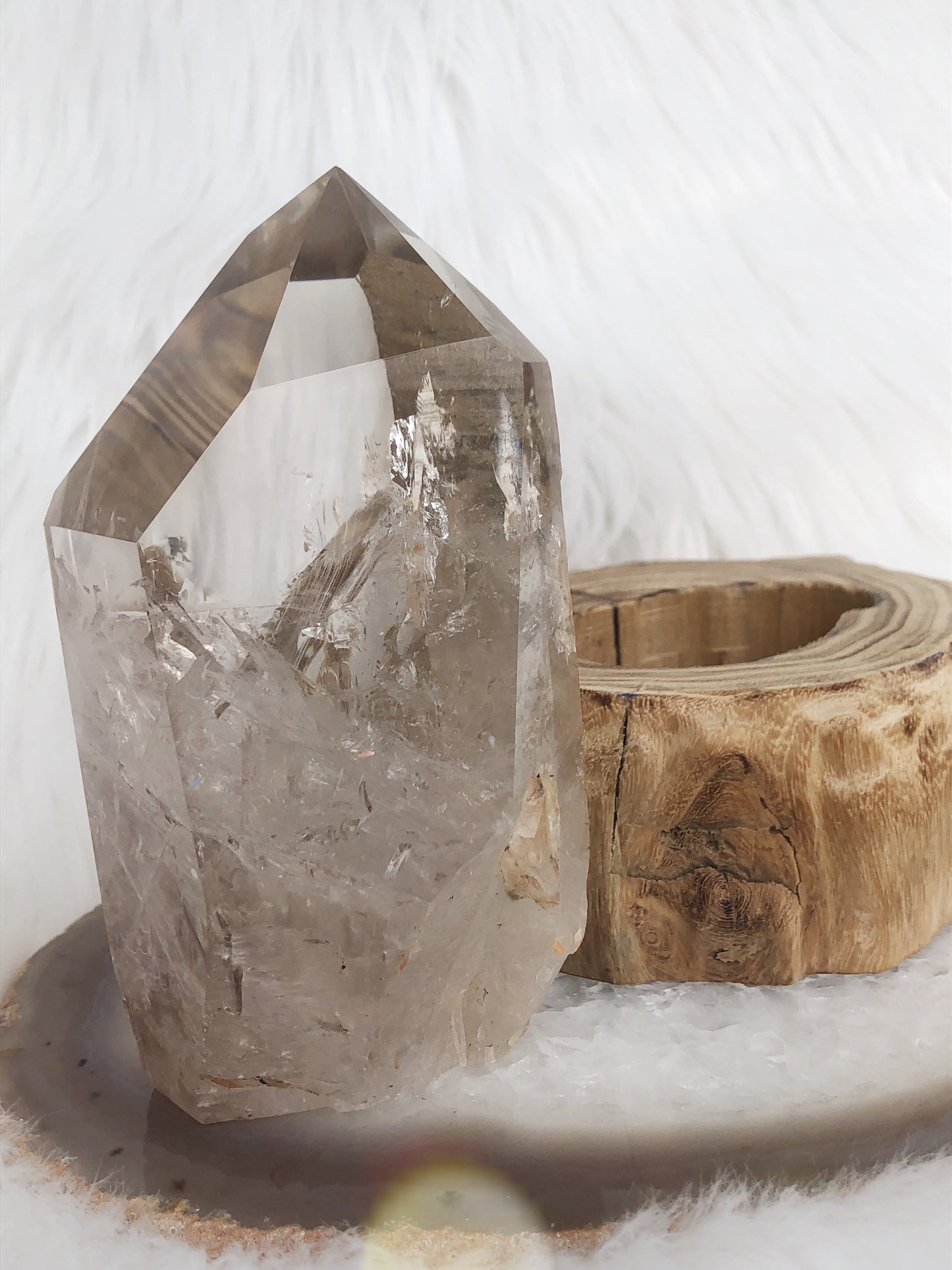 Smoky Quartz Window Manifestation Generator Point with Rainbows