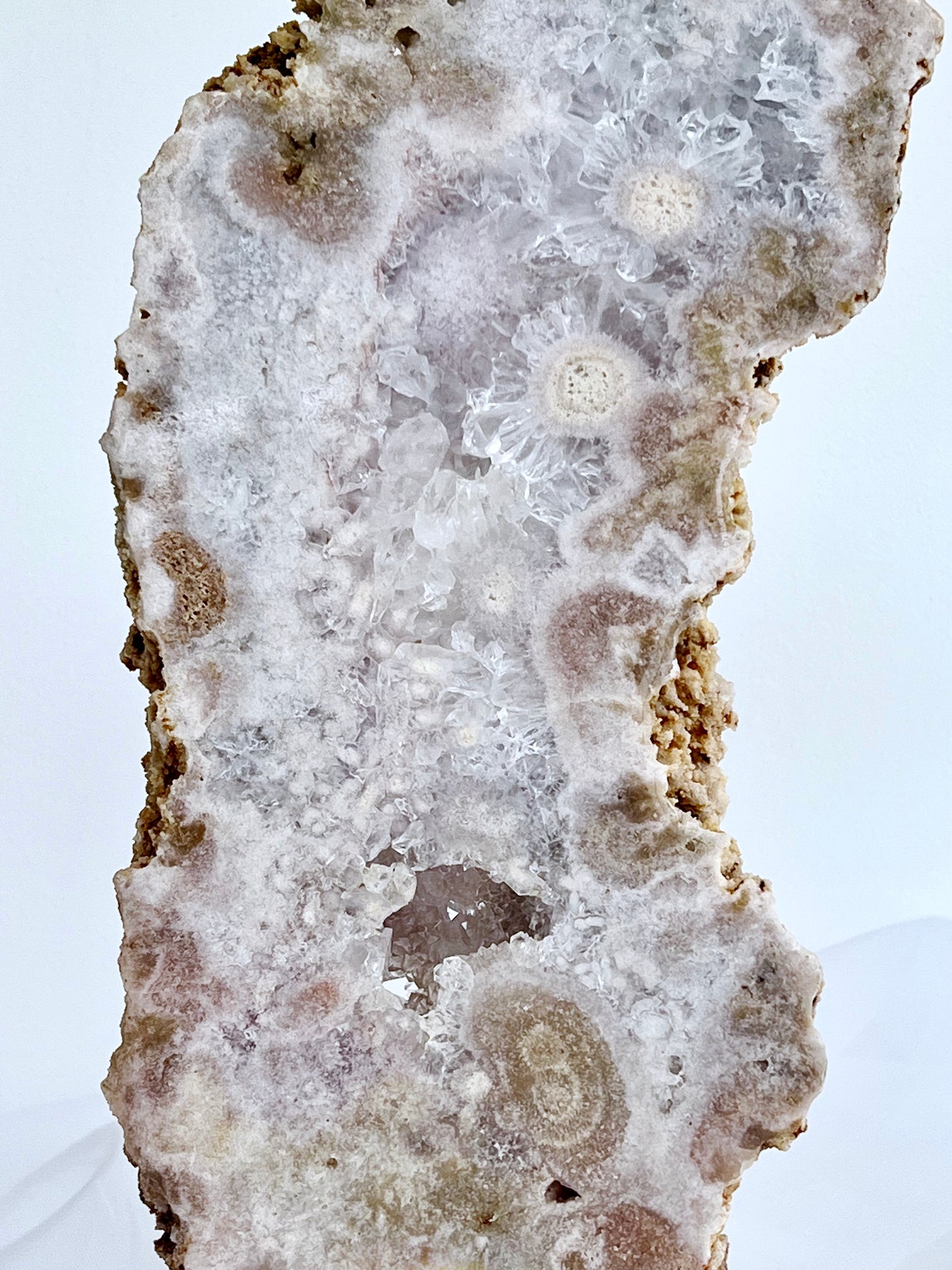 Brazilian Pink Amethyst Druzy Slab on Stand