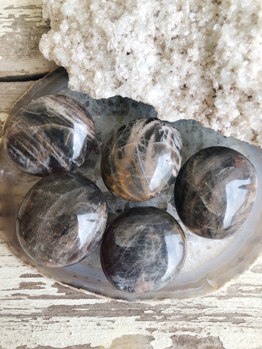 Black Moonstone Palm Stones