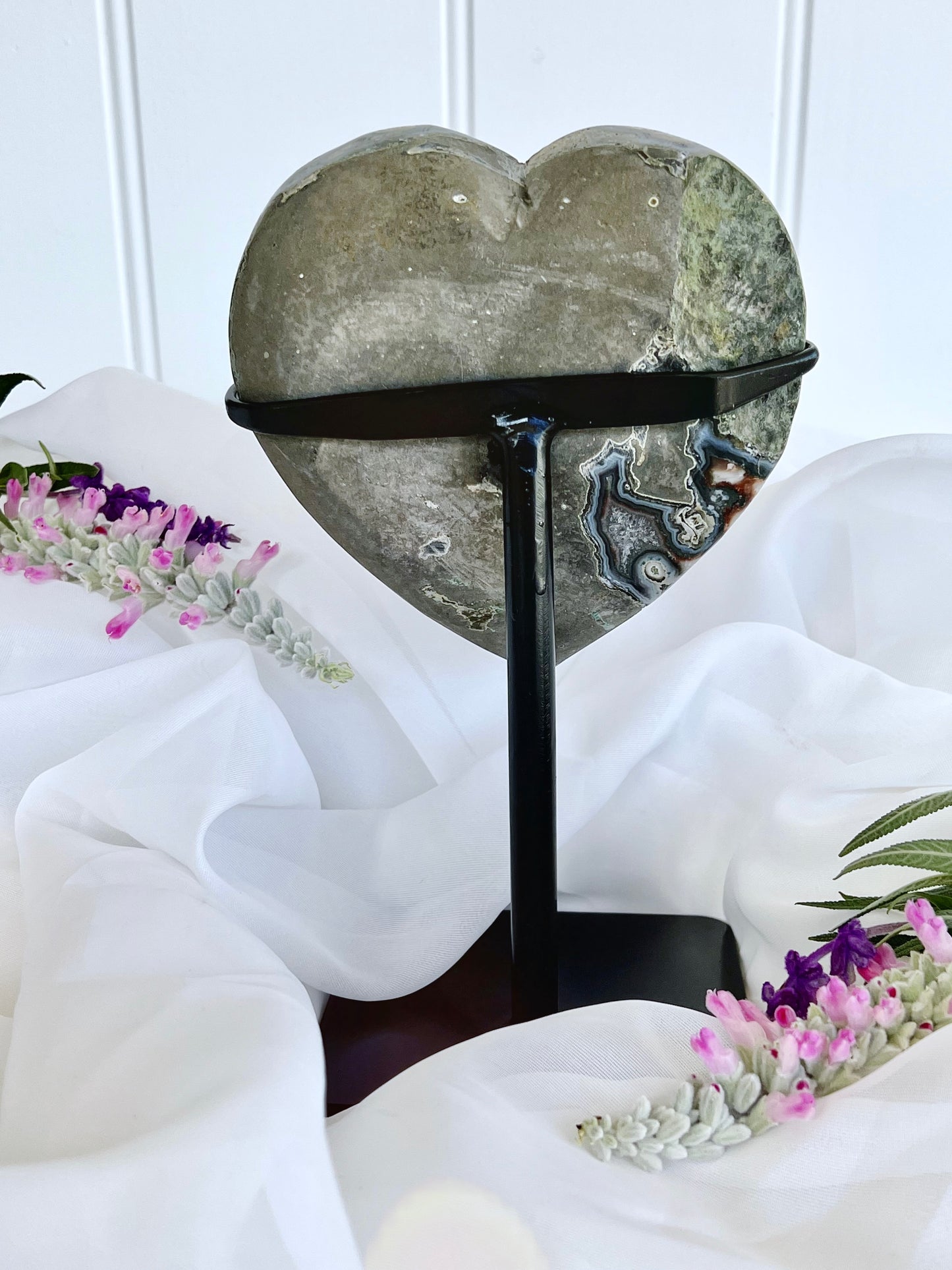 Uruguayan Purple Amethyst Cluster Heart on Stand 3098