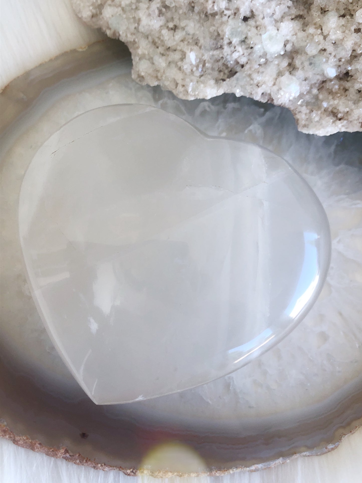 Large Shimmering Girasol Heart with Rainbows