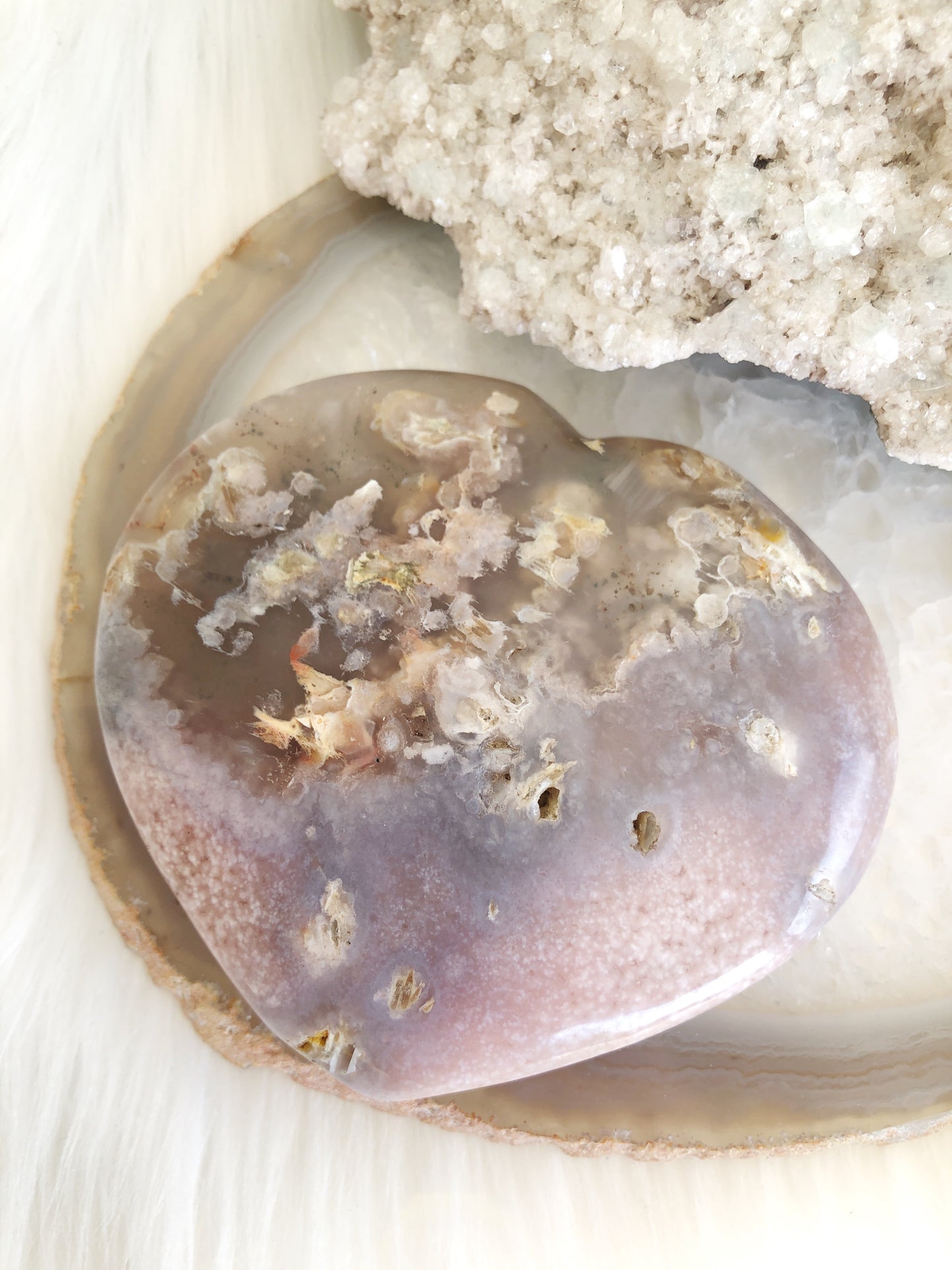 Purple Flower Agate Heart