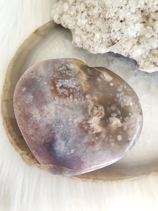 Purple Flower Agate Heart