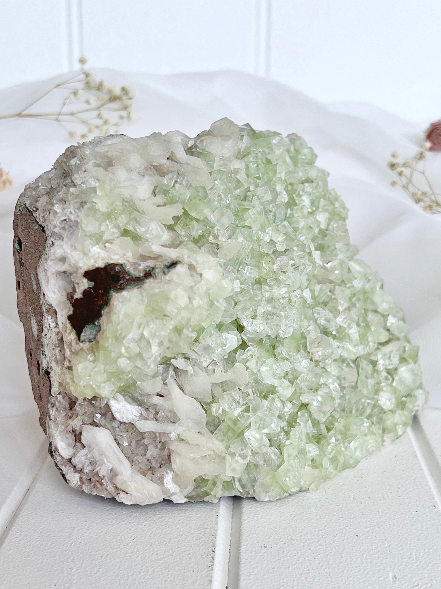 ‘Whispers Of Light’ 1.7kg Green Diamond Apophyllite & Stilbite Cluster 4168