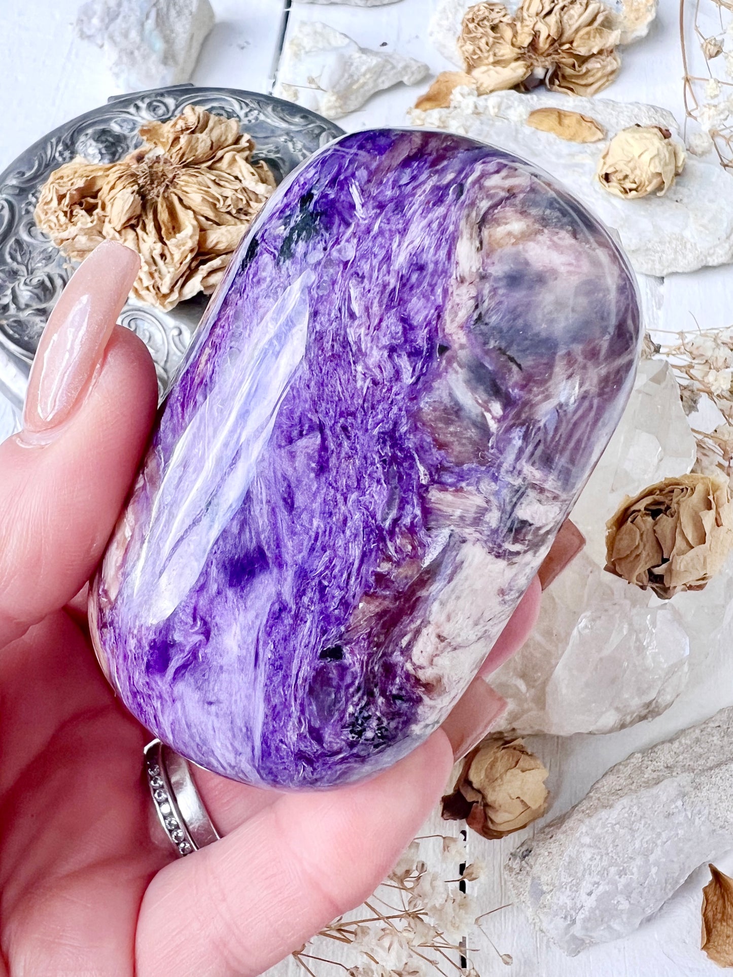 ‘Violeta’ Rich Purple Charoite Palm Stone CP1