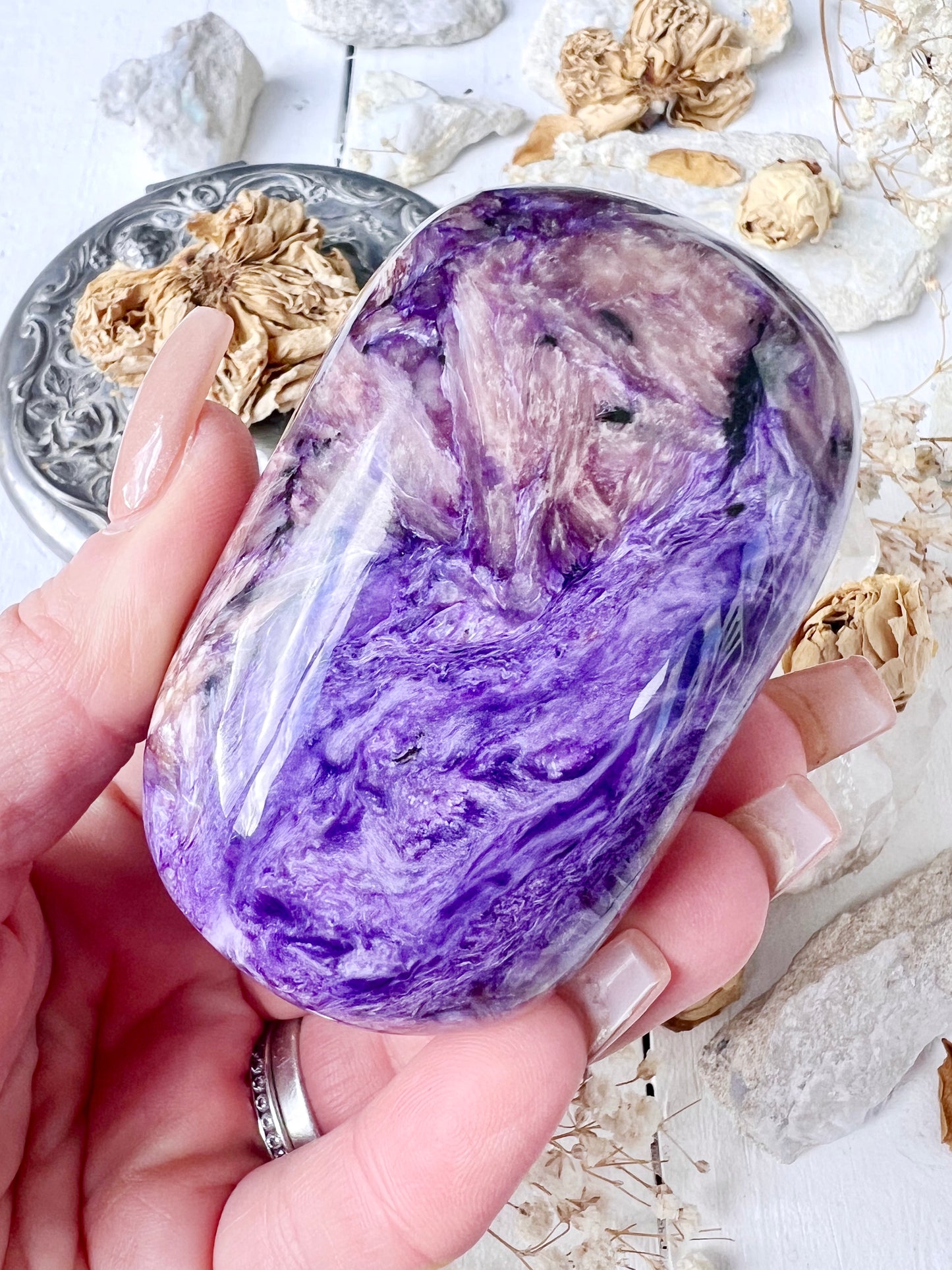 ‘Violeta’ Rich Purple Charoite Palm Stone CP1