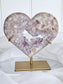 Pink & Purple Amethyst Heart On Stand PAH3