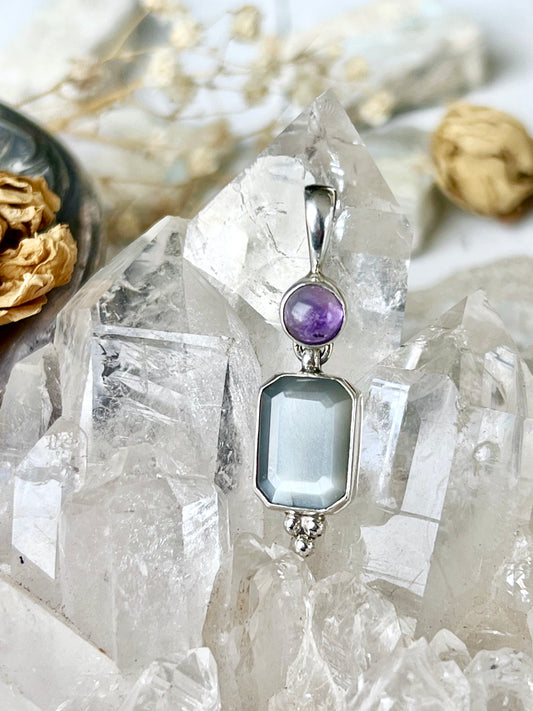 ‘Amethyst Moon’ Amethyst & Moonstone Pendent 925
