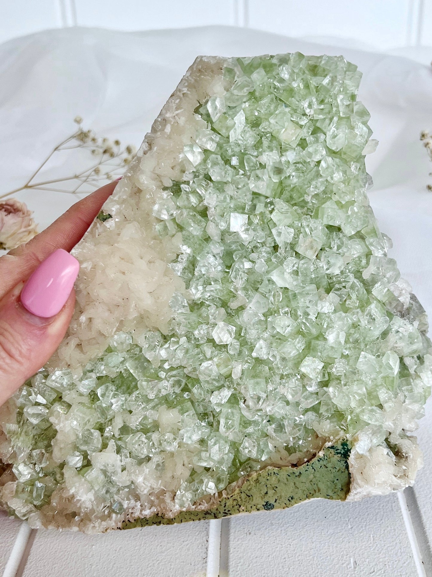 ‘Whispers Of Light’ 1.5kg Green Diamond Apophyllite & Stilbite Cluster 4165