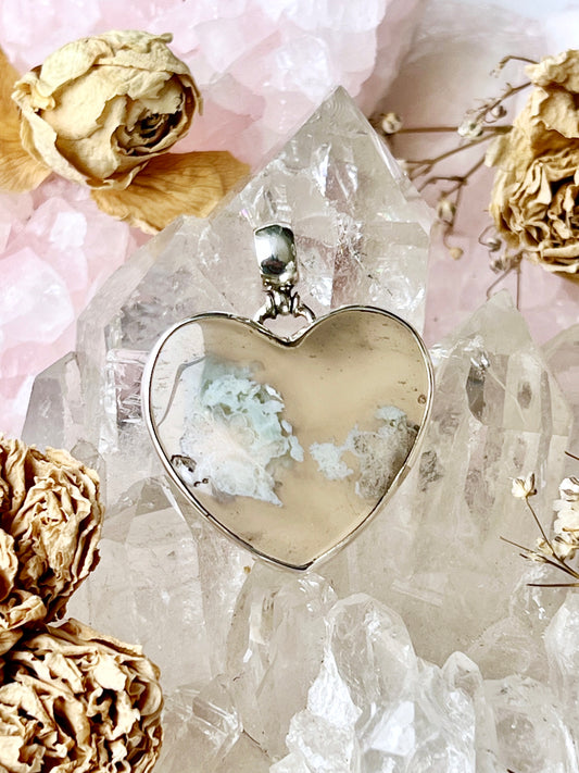 Flower Agate Heart SS 925 Pendent FAP4