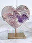 Pink & Purple Amethyst Heart On Stand PAH4