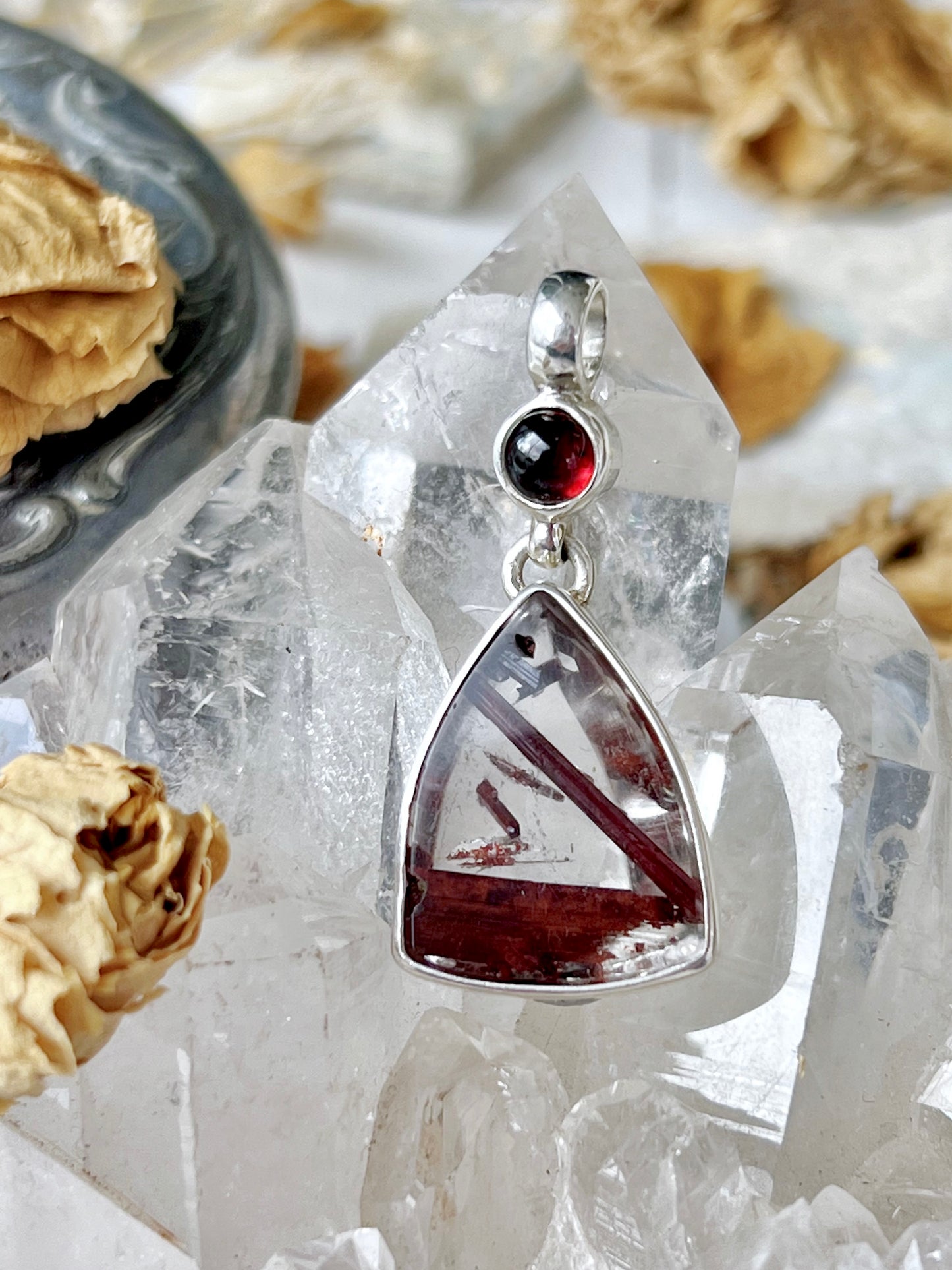 ‘Freya’s Flame’ Red Epidote & Garnet Talisman Pendent 925