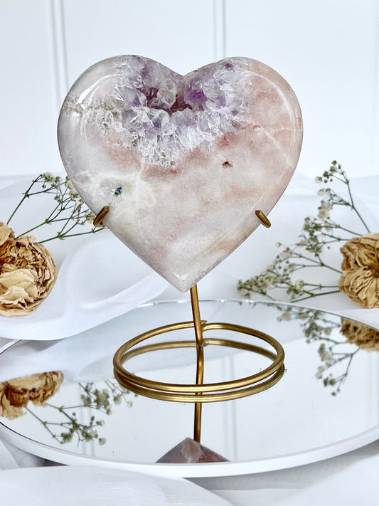Pink & Purple Amethyst Heart On Stand 6095