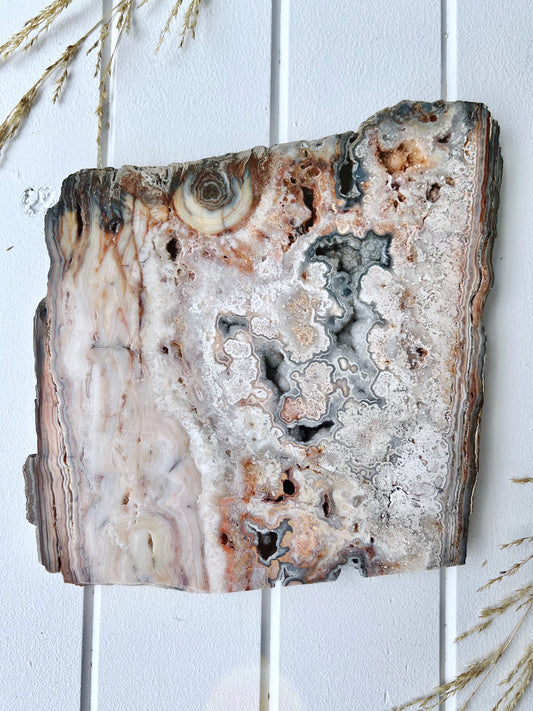 Pink Lace Agate Slab with Druzy 2106