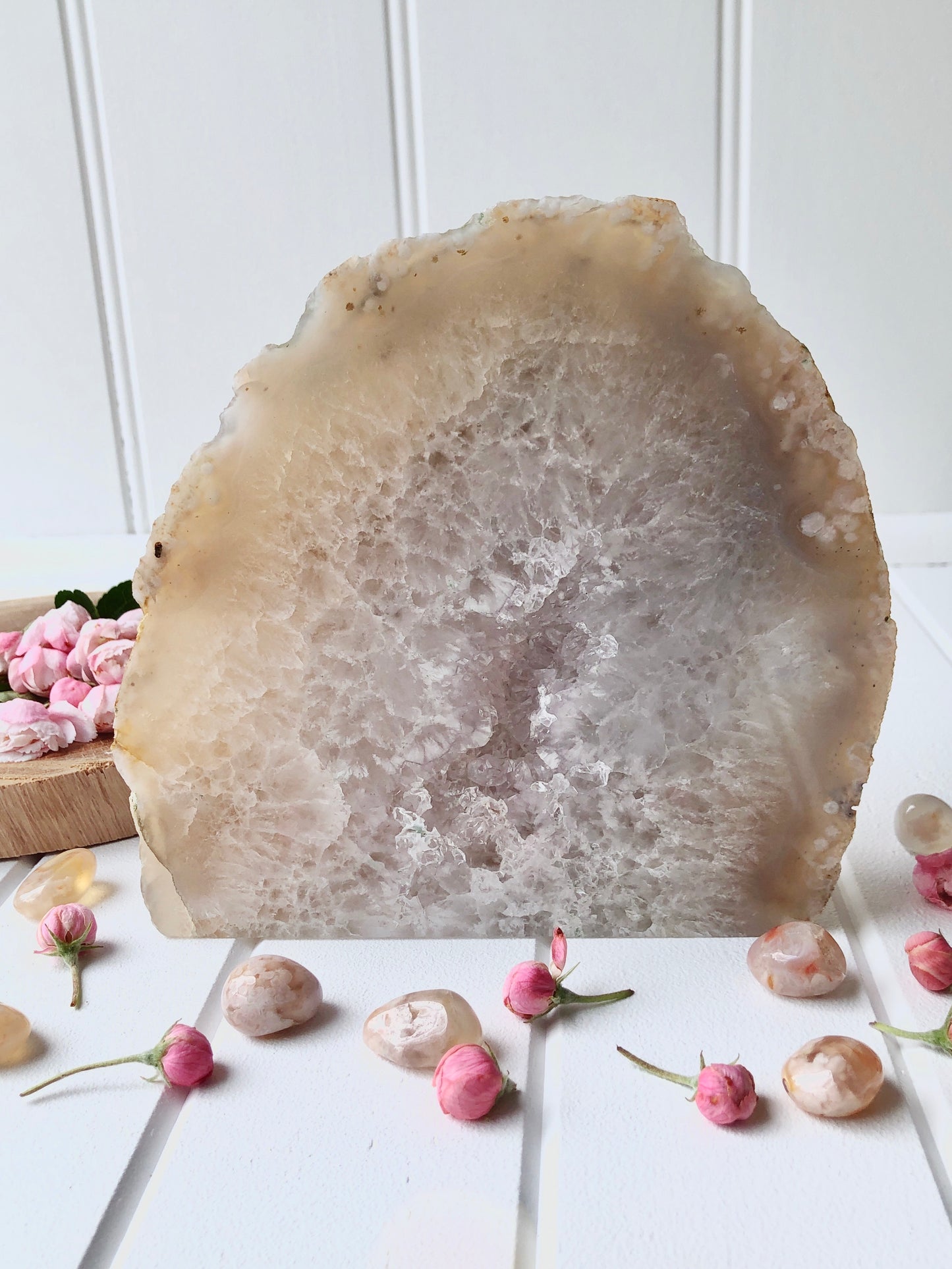 Flower Agate Standing Freeform with Druzy Geode
